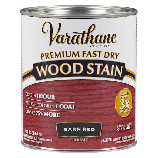 Varathane Premium Fast Dry Wood Stain, Barn Red, 1 Qt 307414 - main